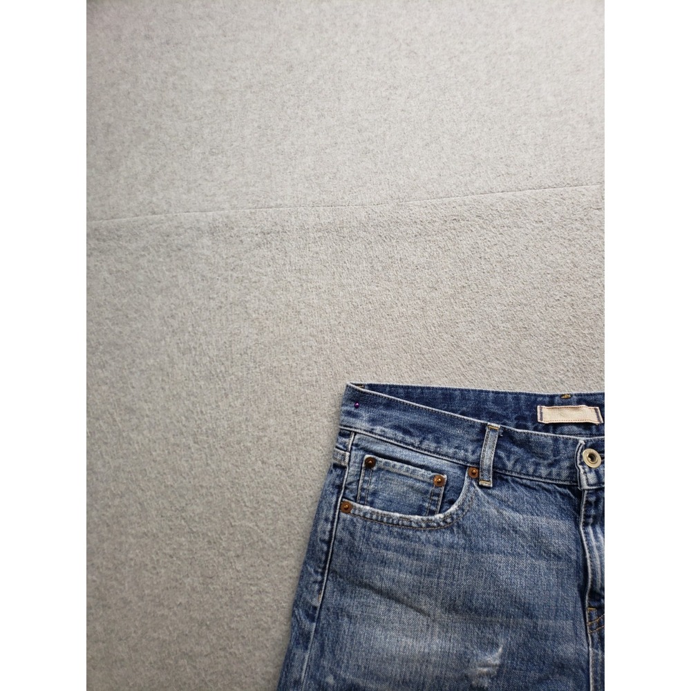 Uniqlo Women Short 26 Blue Distressed Logo 5 Pocket 100% Cotton Casual Denim - Picture 2 of 16